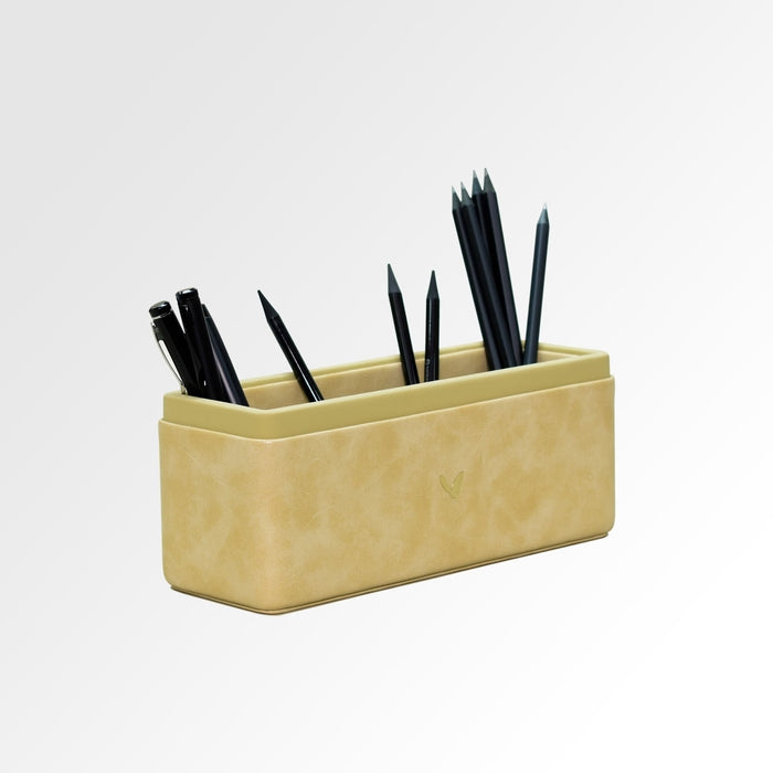Unmet Desire Pen/Pencil Holder | Faux Leather | Rectangular Large | Moderno | Cream