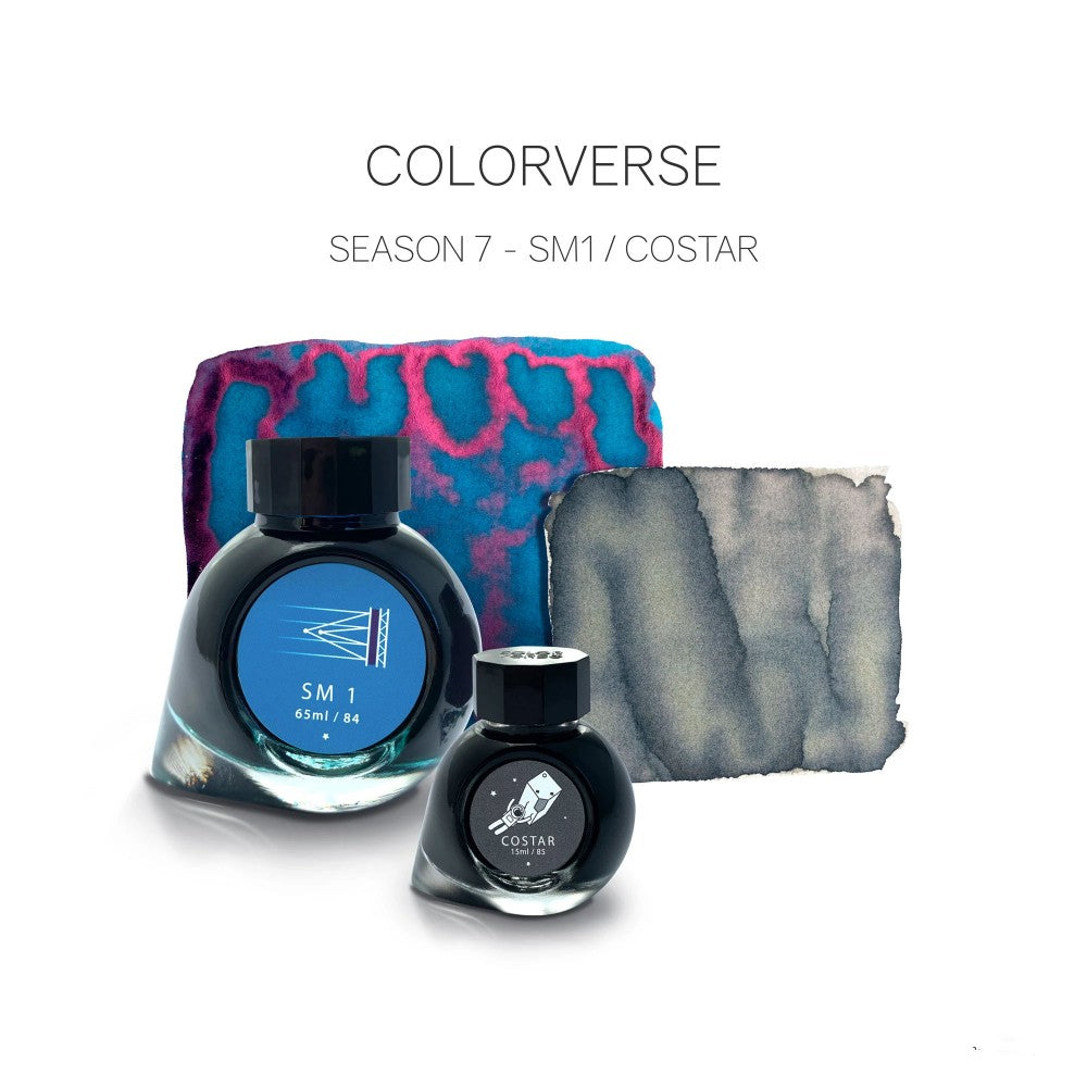 Colorverse | Gray | Fountain Pen Bottled Ink | Season 7 | Eye On The Universe - SM1 (65ml) and COSTAR (15ml) | 2 Bottle Set | Dye-Based Nontoxic