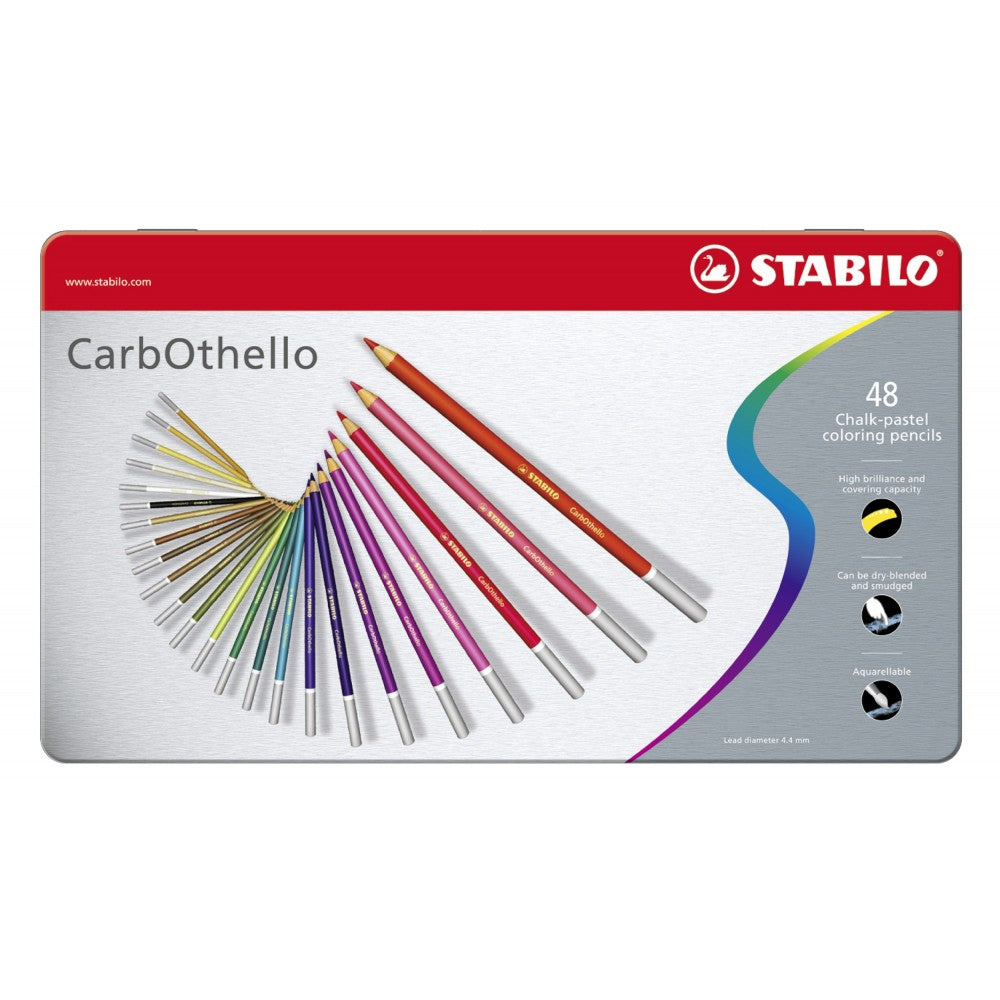 Stabilo | CarbOthello | Pastel Pencils | 48 Colours | Metal Box - penpencilink