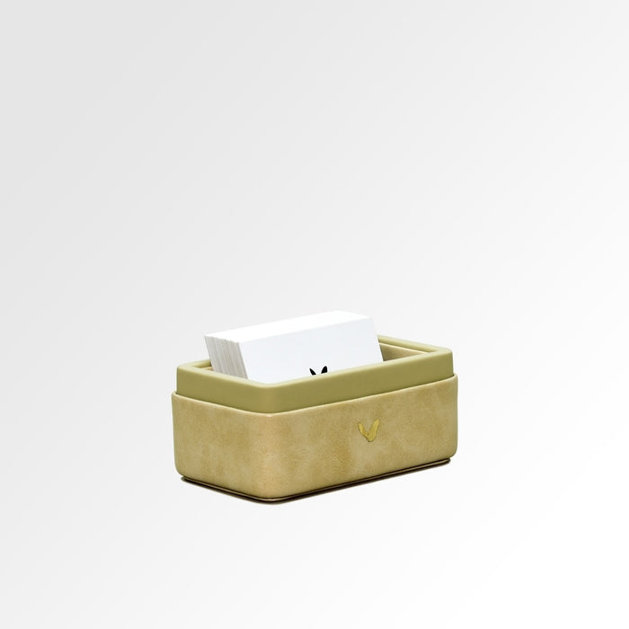 Unmet Desire Visiting Card Holder for Desk | Faux Leather | Rectangular | Moderno | Cream