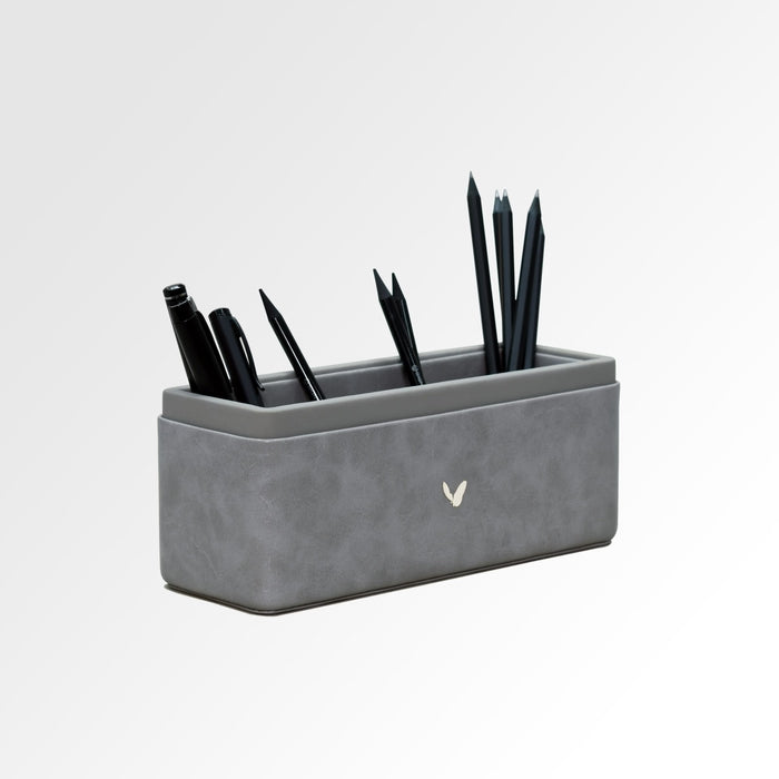 Unmet Desire Pen/Pencil Holder | Faux Leather | Rectangular Large | Moderno | Grey