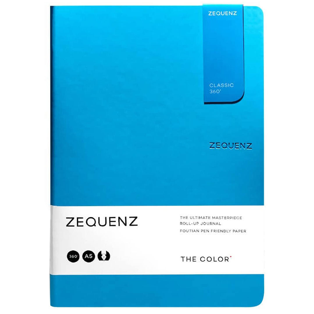 Zequenz A5 Size Ocean Blue Slim Notebook Dotted Acid Free Paper 200 Pages 80GSM 360 Degree Flexibility 100% Handmade Fountain Pen Friendly Color Series Bookmark Included