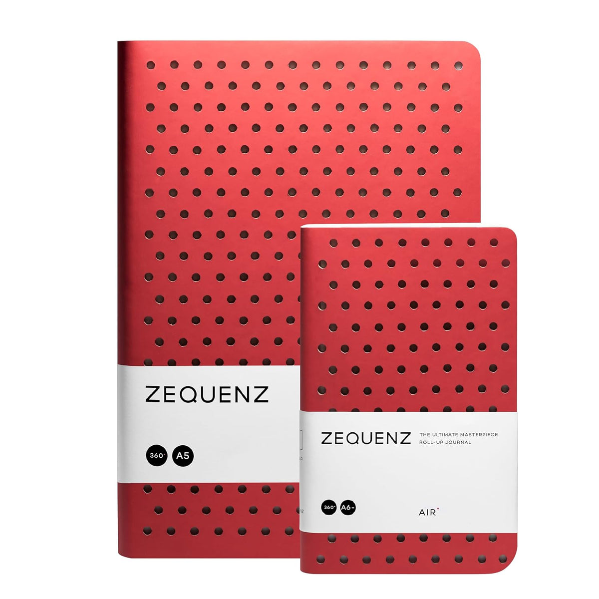Zequenz Notebook Gift Set A5 and A6 | Air Series | Red | Dotted | 400 and 256 Pages | 70GSM | 360 Degree Flexibility | Handmade | Soft PU Cover | Pack of 2