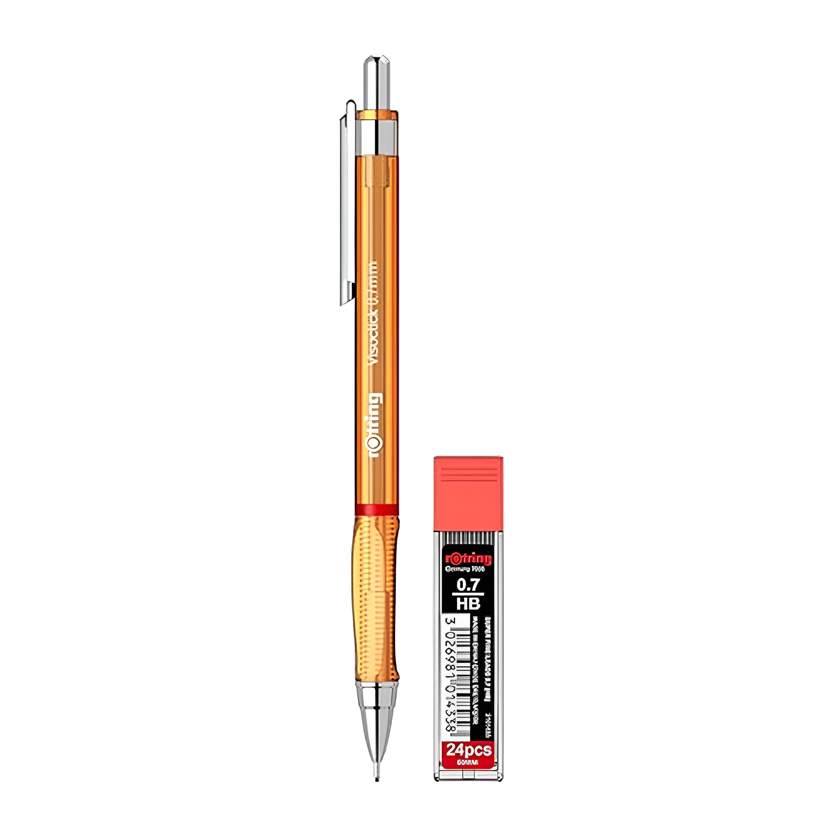 Rotring Visuclick 0.7mm Mechanical Pencil – Orange (24 HB Leads)
