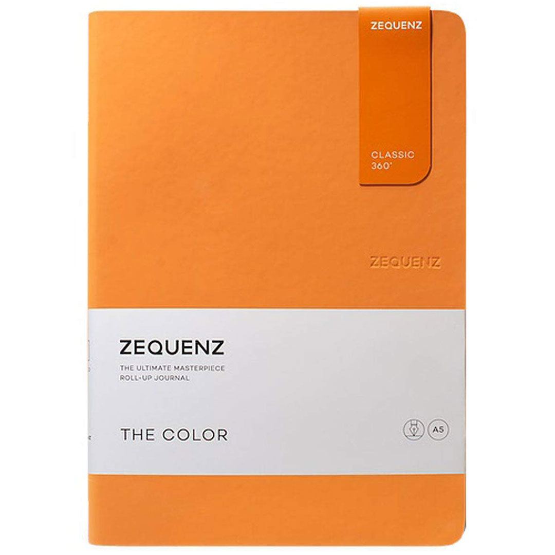 Zequenz A5 Size Apricot Orange Slim Notebook Dotted Acid Free Paper 200 Pages 80GSM 360 Degree Flexibility 100% Handmade Fountain Pen Friendly Color Series Bookmark Included