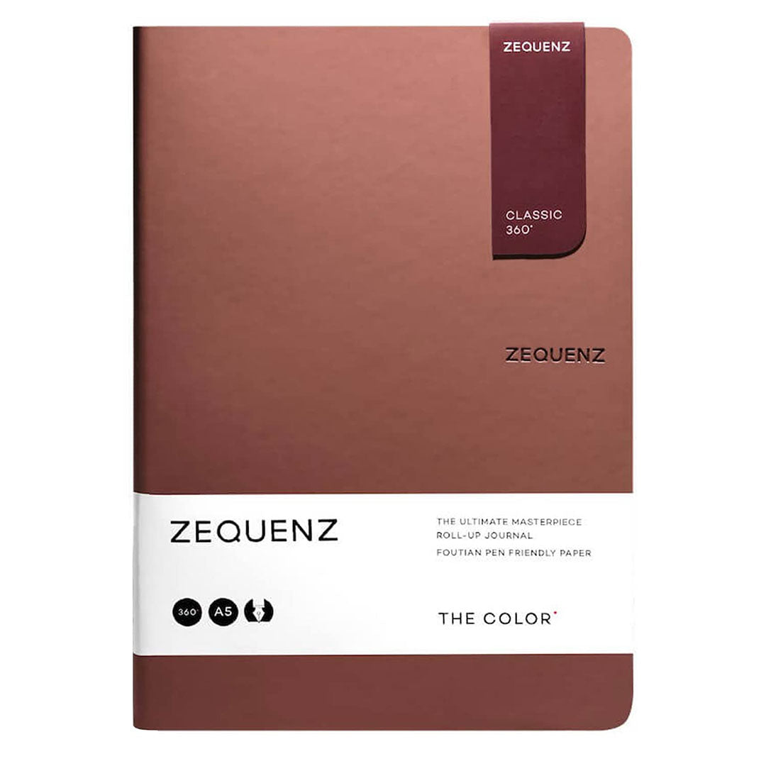 Zequenz A5 Size Terra Brown Slim Notebook Squared Acid Free Paper 200 Pages 80GSM 360 Degree Flexibility 100% Handmade Fountain Pen Friendly Color Series Bookmark Included