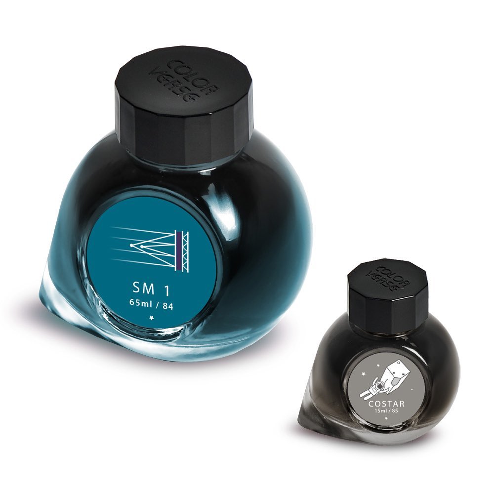 Colorverse | Gray | Fountain Pen Bottled Ink | Season 7 | Eye On The Universe - SM1 (65ml) and COSTAR (15ml) | 2 Bottle Set | Dye-Based Nontoxic