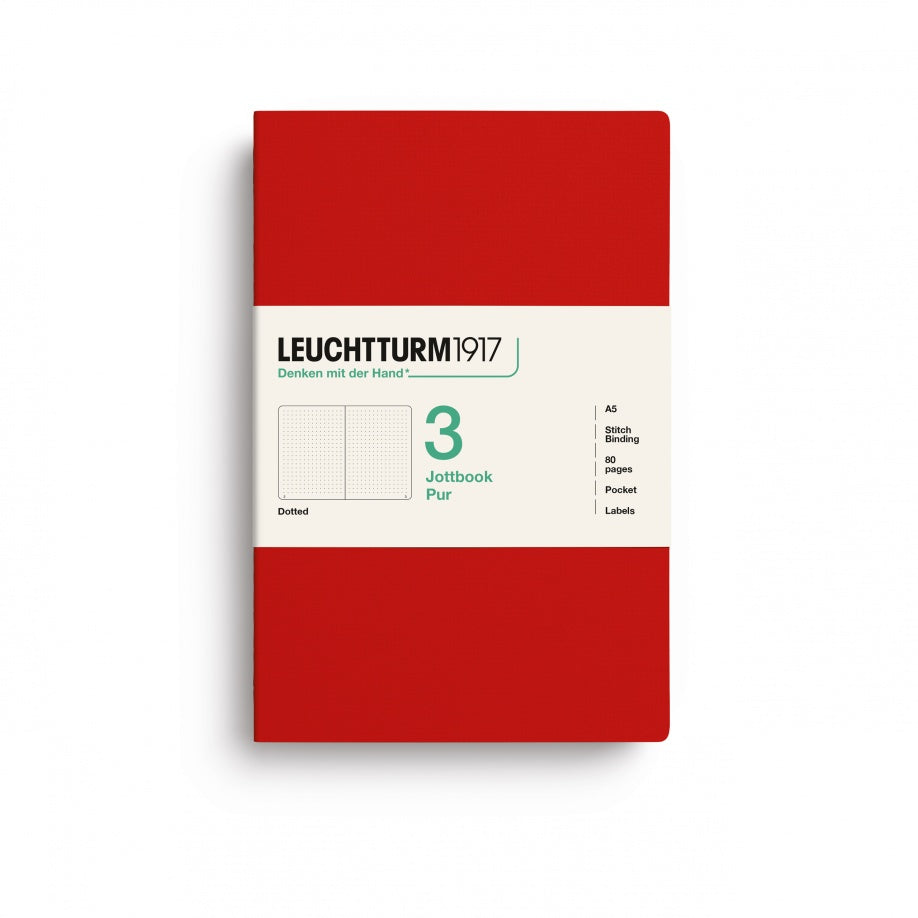 Jottbook pur (A5), 80 numbered pages, dotted, Cherry