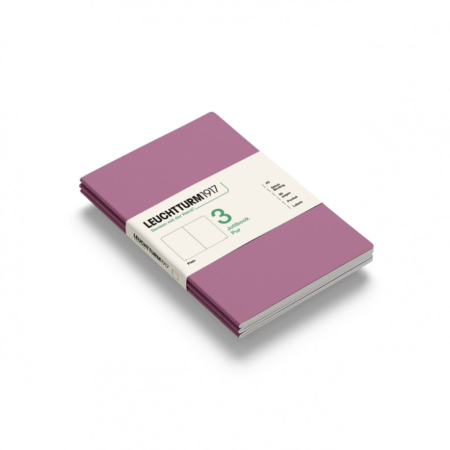  LEUCHTTURM1917 Jottbook A5, Pack of 3, Plain, Dusty Rose 
