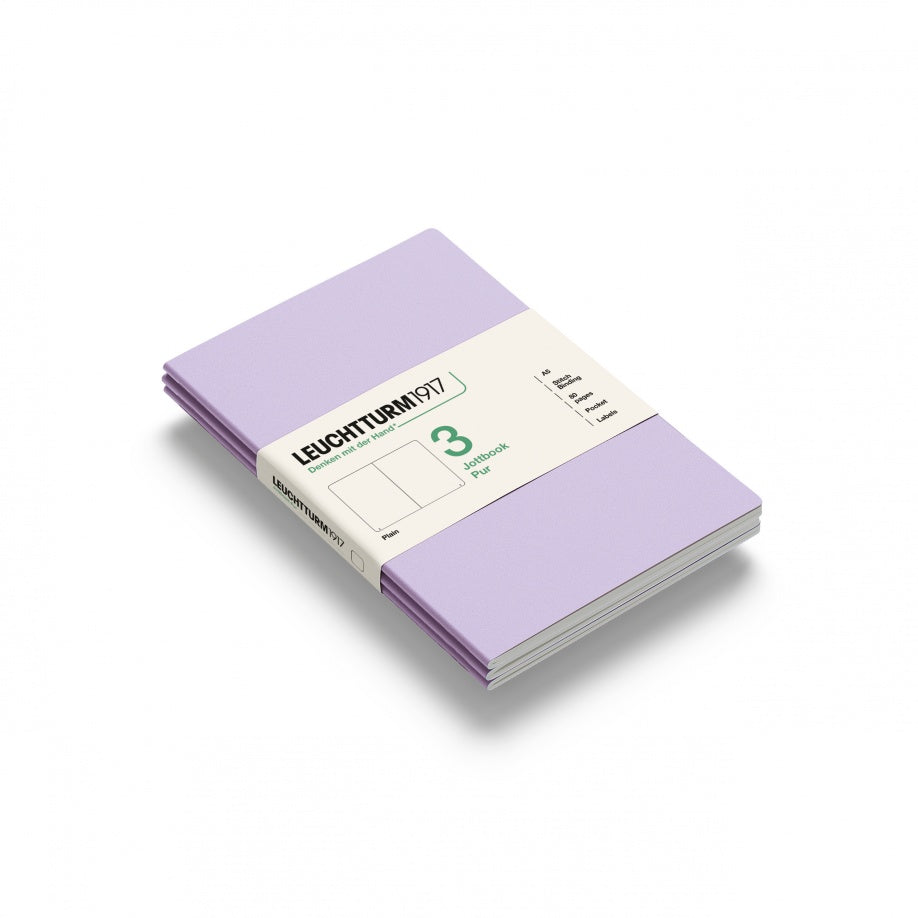 LEUCHTTURM1917 Jottbook A5, Pack of 3, Plain, Lilac