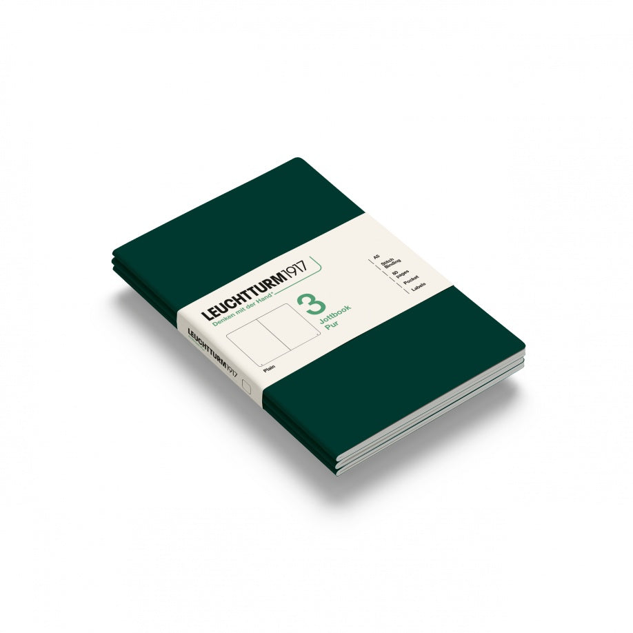 Jottbook pur (A5), 80 numbered pages, plain, Forest Green