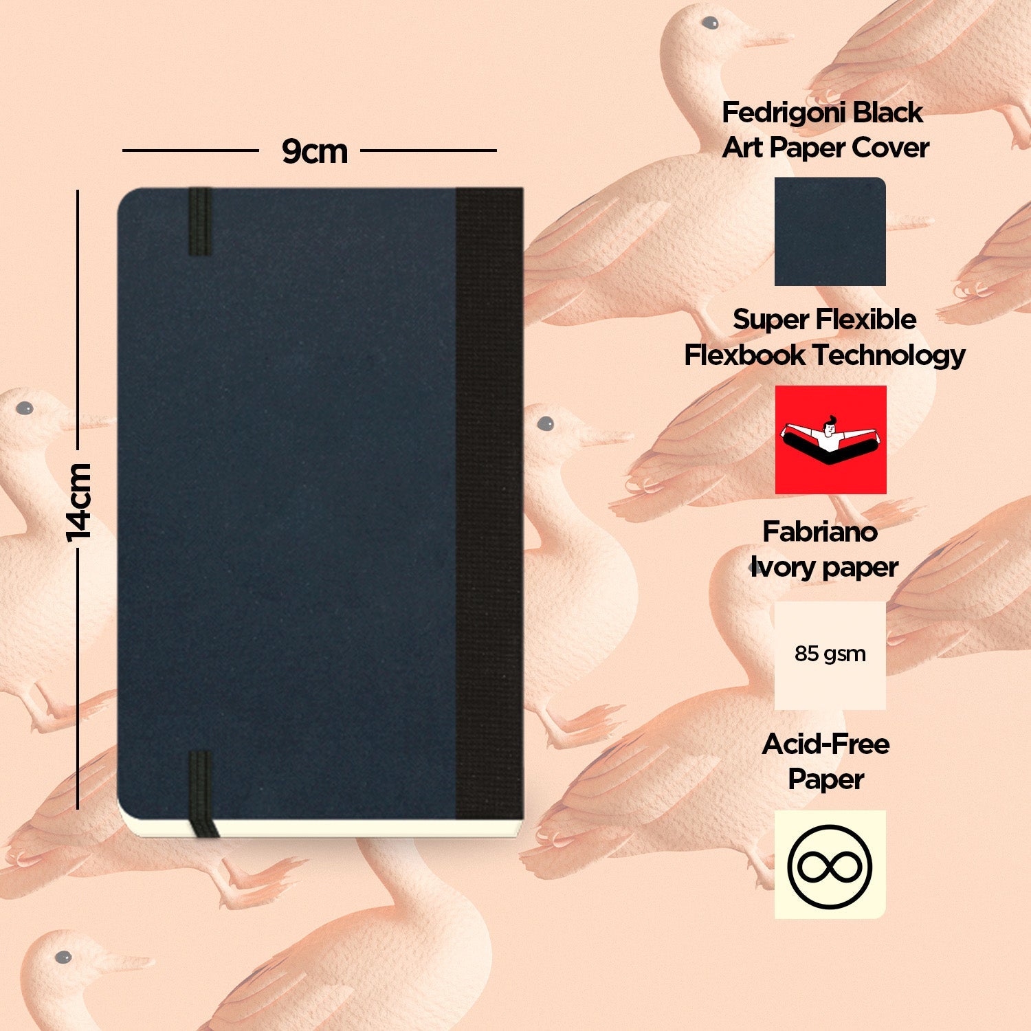 Flexbook | Plain | Pocket A6 Size Notebook | Black | Flex Global