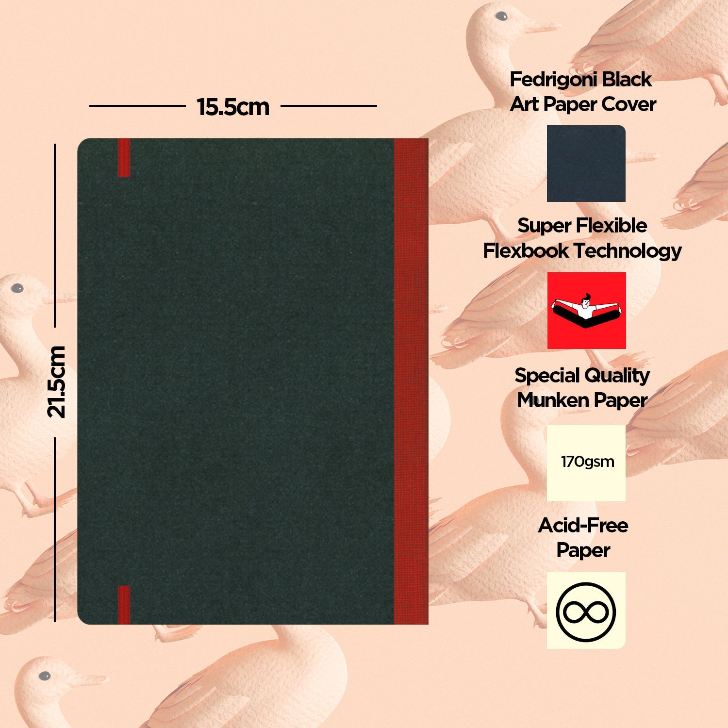 Flexbook | Blank | Medium A5 Size Sketchbook | Red | Flex Global Sketchbook