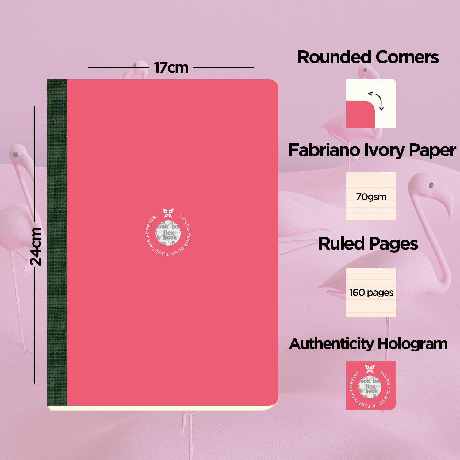 Flexbook | Ruled | Large B5 Size Notebook | Pink | Smartbook