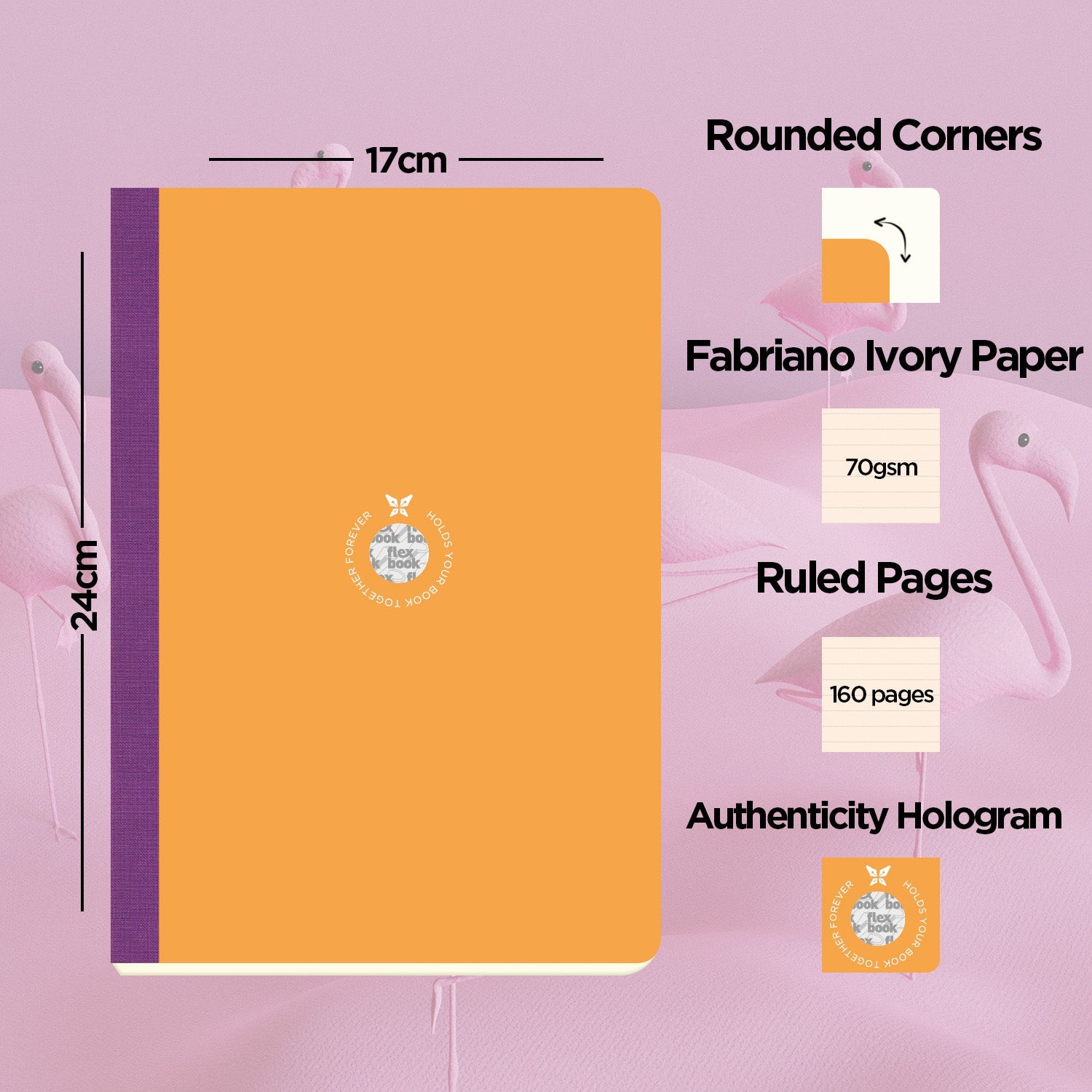 Flexbook | Ruled | Large B5 Size Notebook | Orange | Smartbook