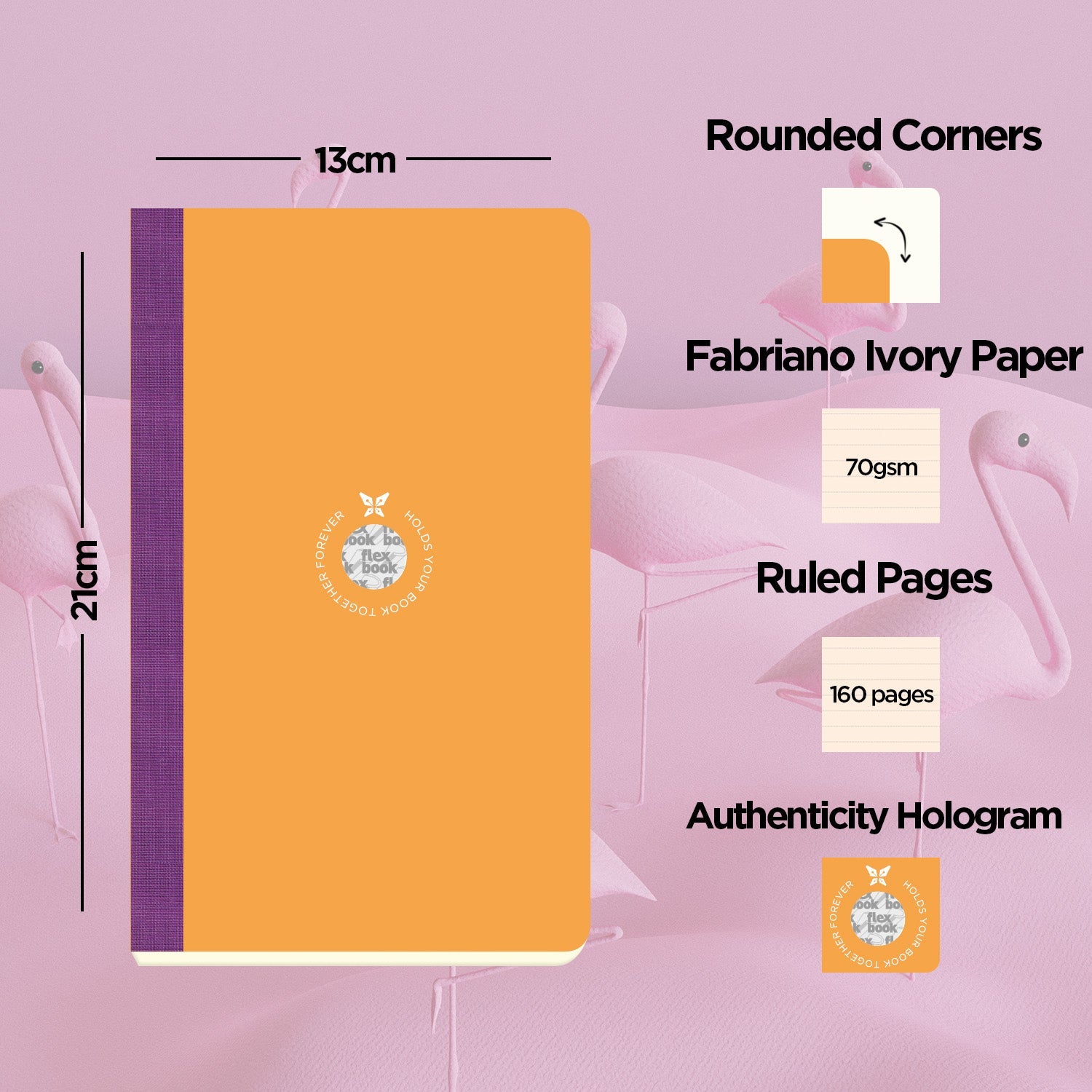 Flexbook | Ruled | Medium A5 Size Notebook | Orange | Smartbook