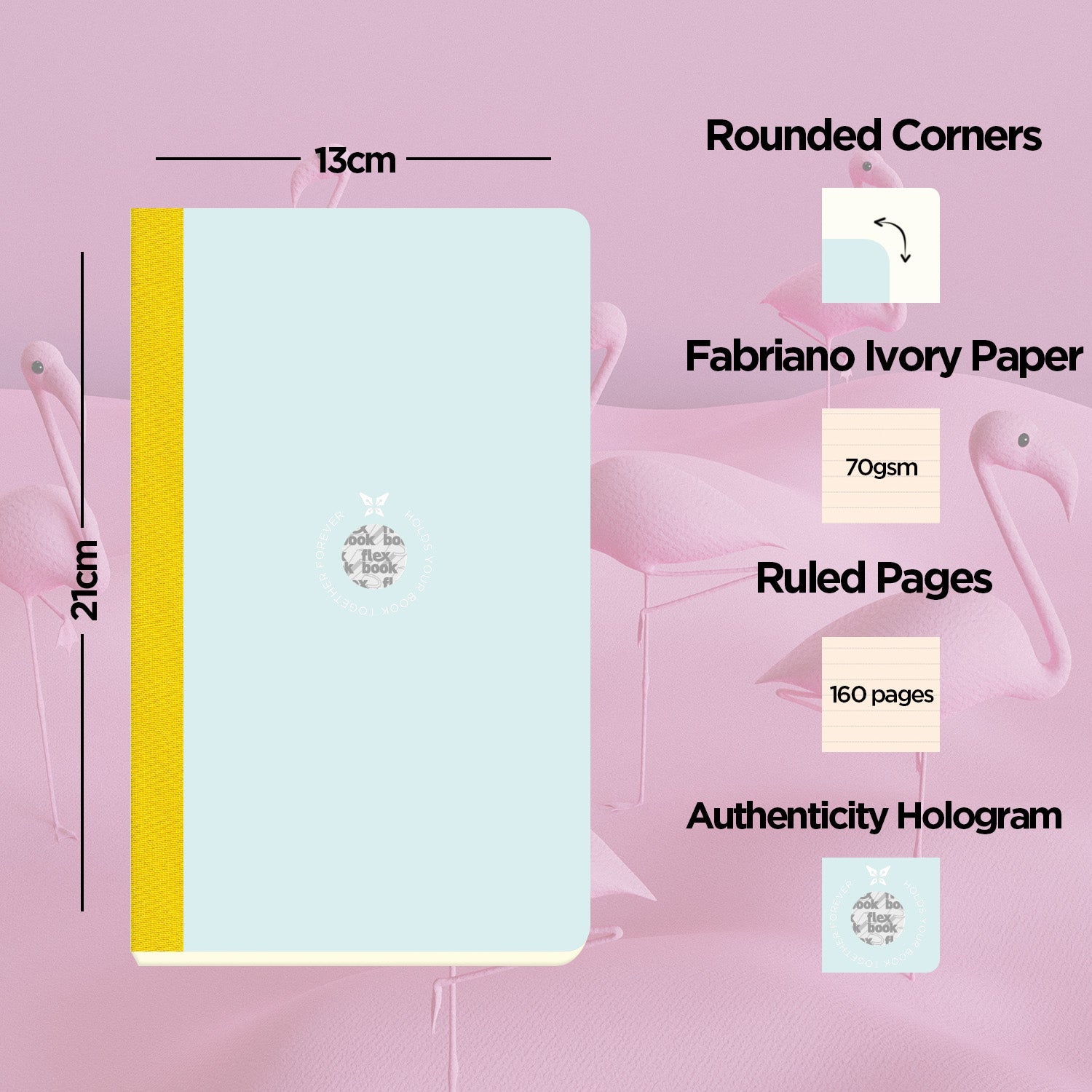 Flexbook | Ruled | Medium A5 Size Notebook | Light Blue-Green | Smartbook