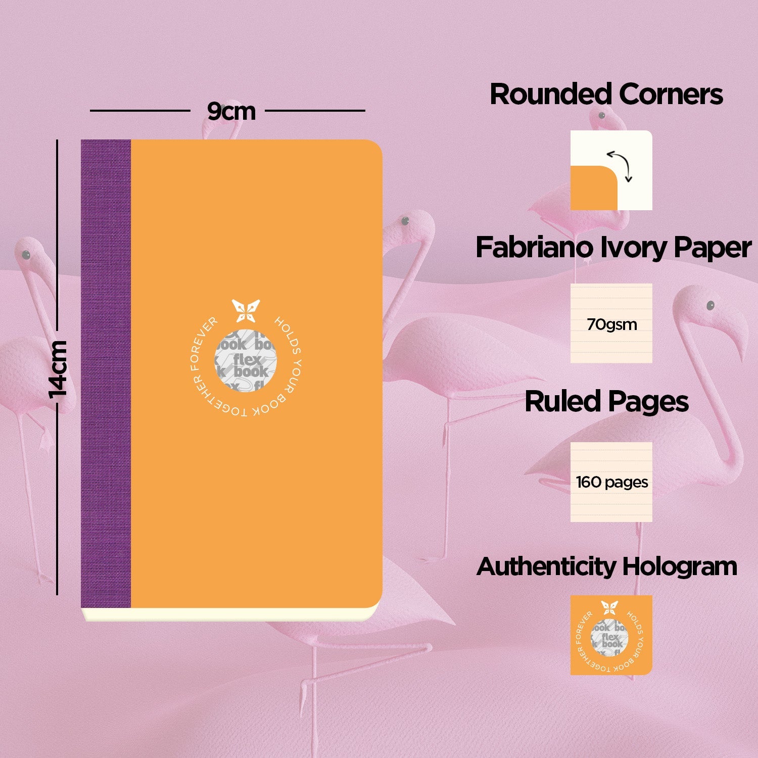 Flexbook | Ruled | Pocket A6 Size Notebook | Orange | Smartbook