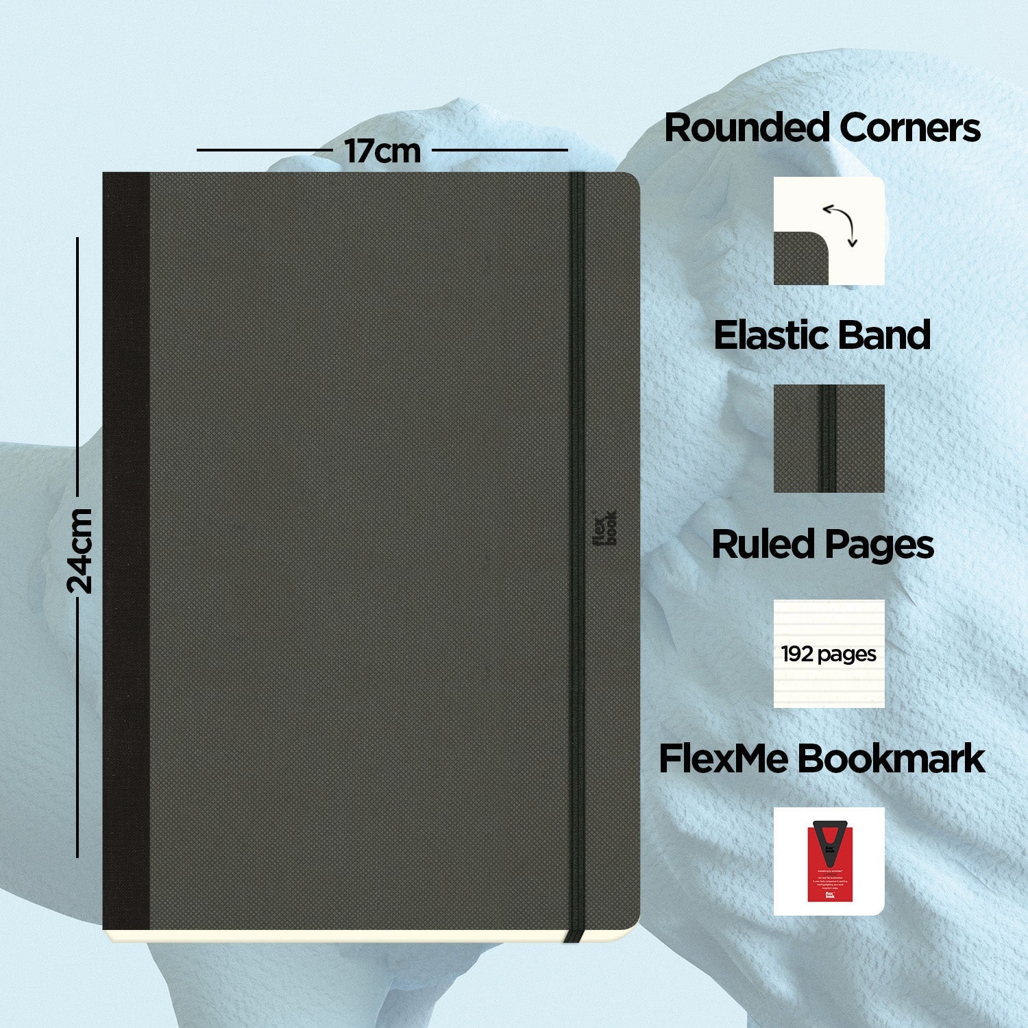 Flexbook | Ruled | Large B5 Size Notebook | Off Black | Adventure Series