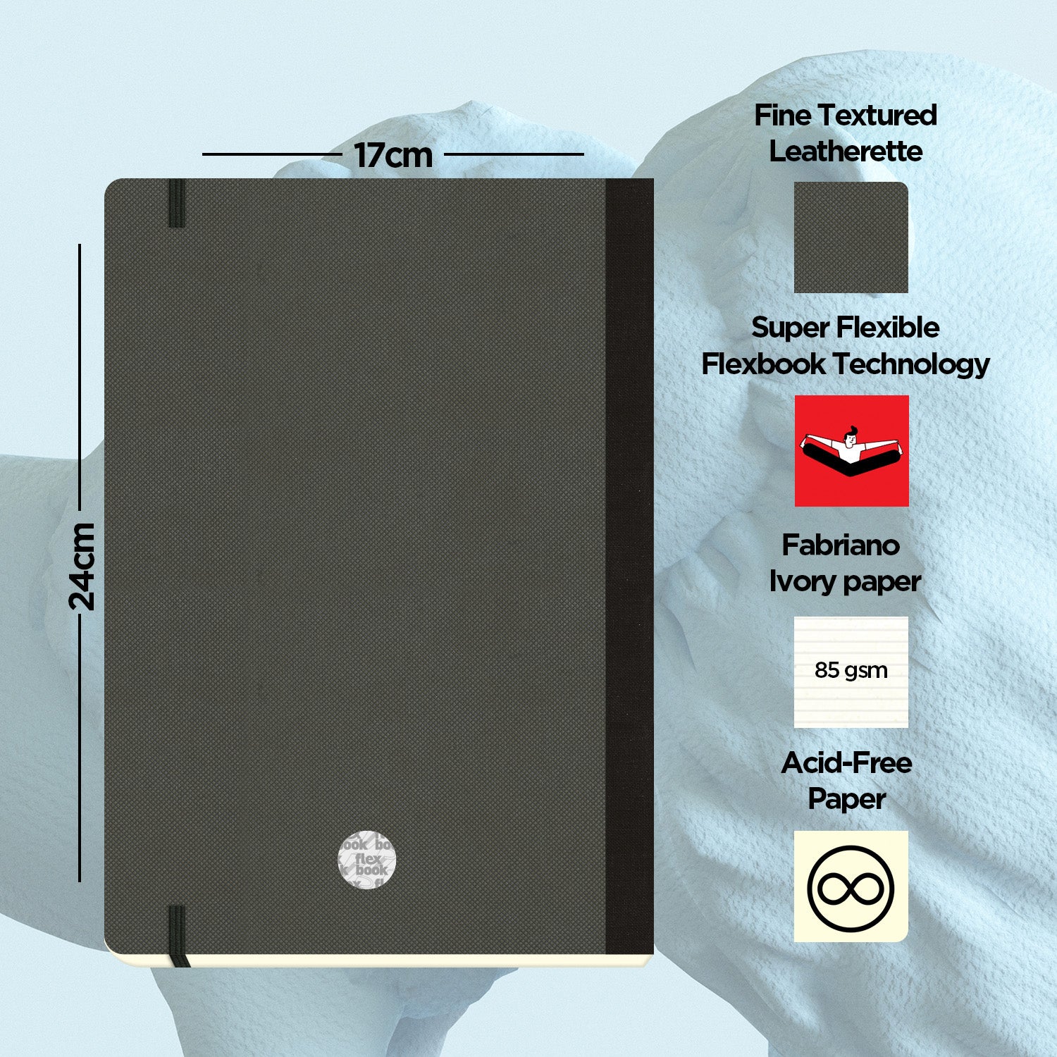 Flexbook | Ruled | Large B5 Size Notebook | Off Black | Adventure Series