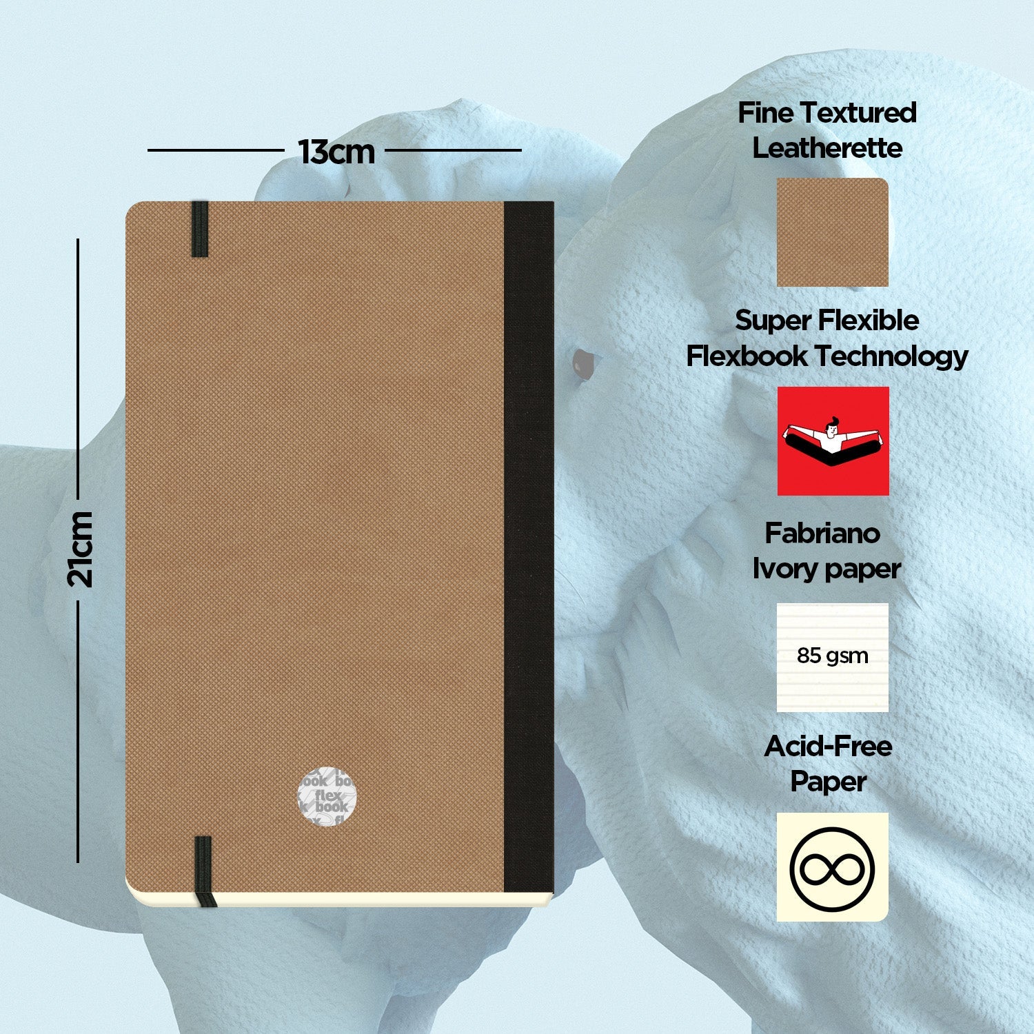 Flexbook | Ruled | Medium A5 Size Notebook | Camel | Adventure Series