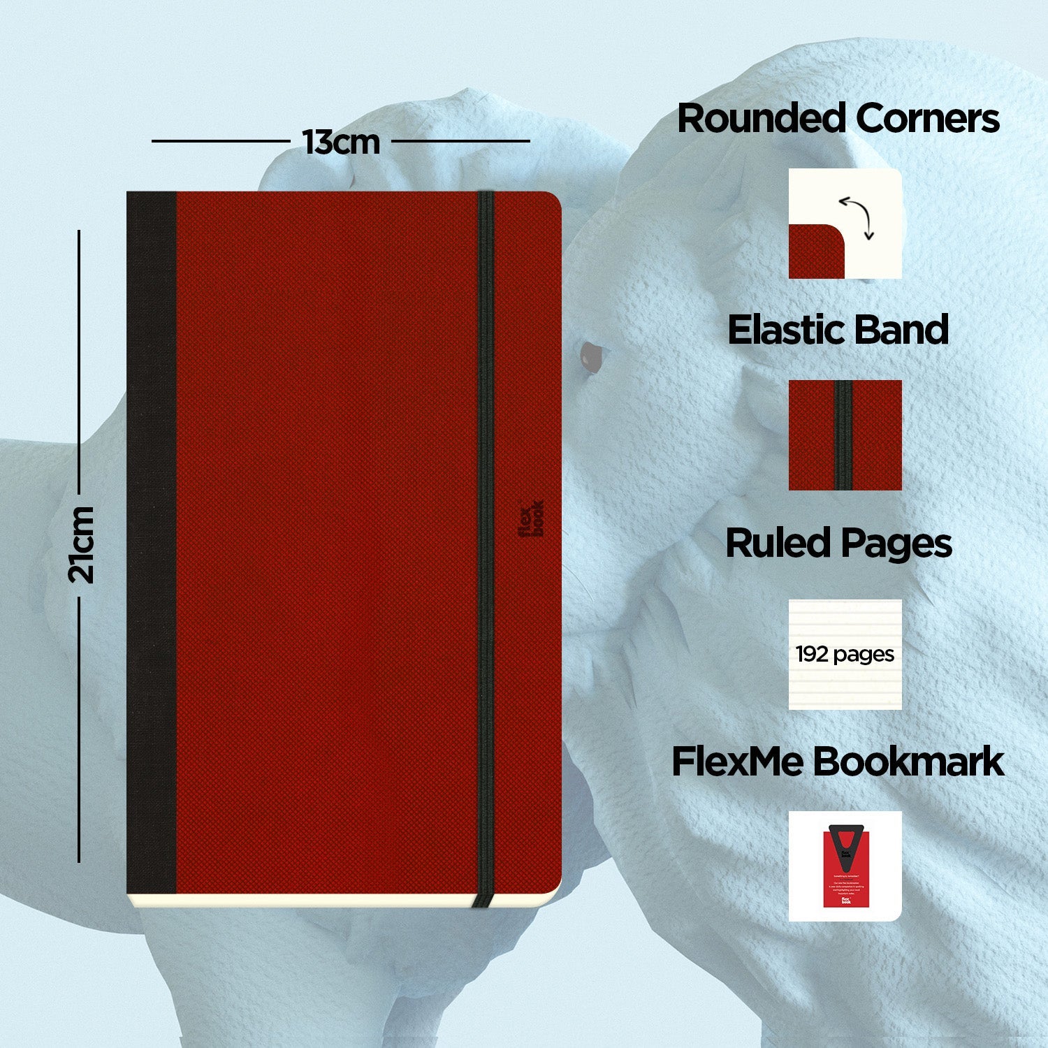 Flexbook | Ruled | Medium A5 Size Notebook | Red | Adventure Series