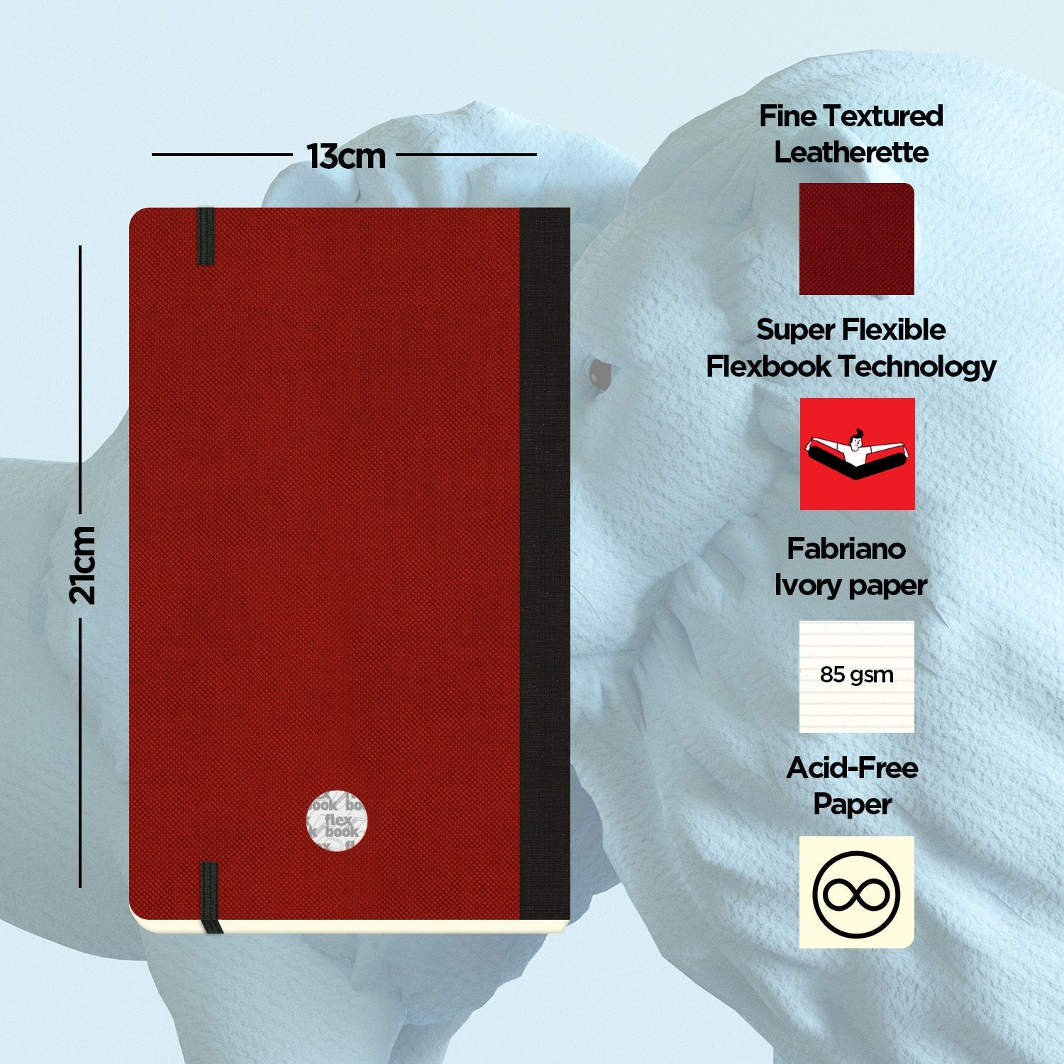 Flexbook | Ruled | Medium A5 Size Notebook | Red | Adventure Series