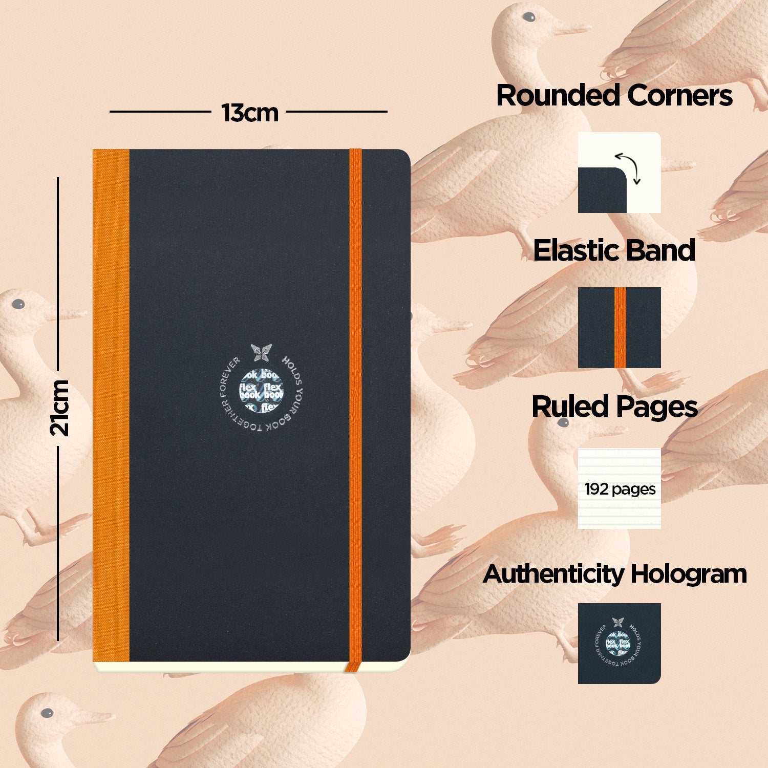 Flexbook | Ruled | Medium A5 Size Notebook | Orange | Flex Global