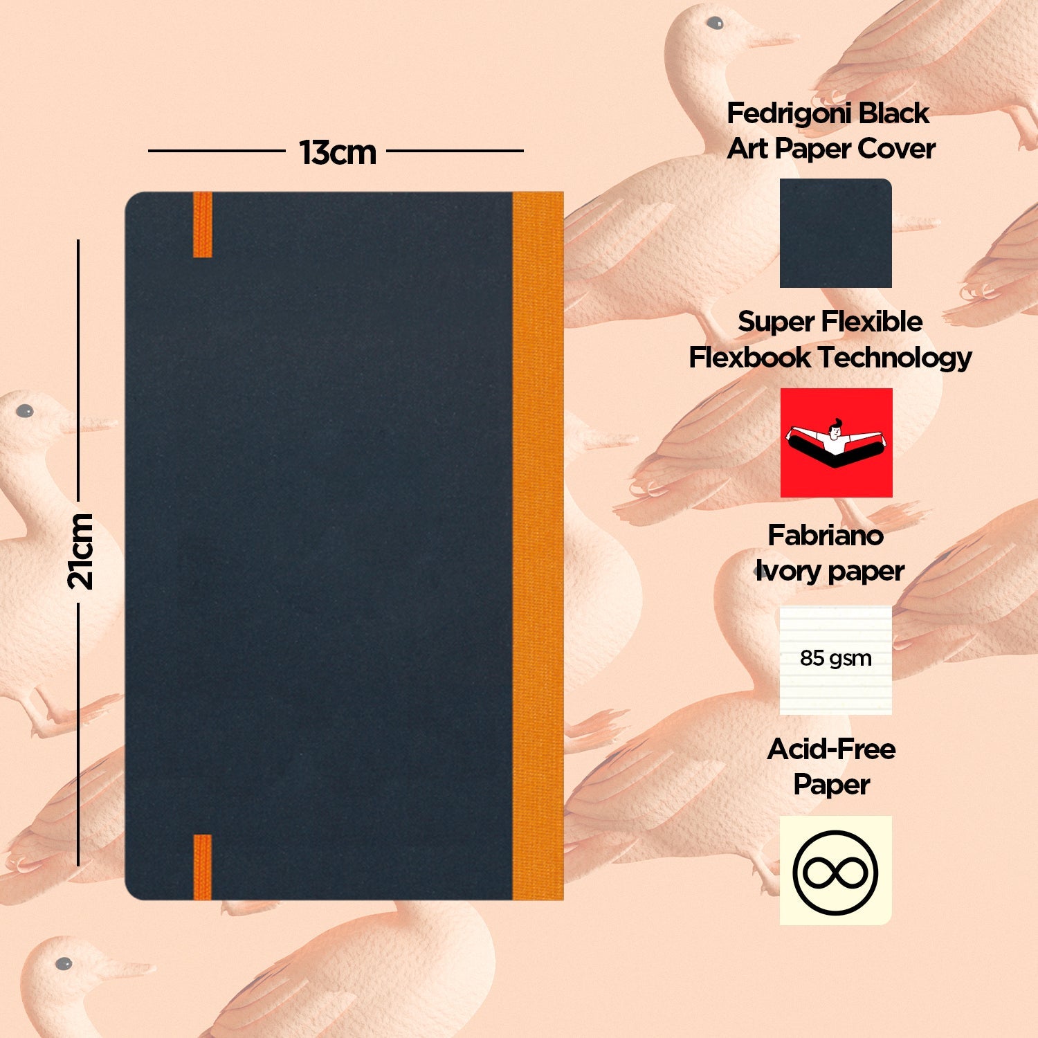 Flexbook | Ruled | Medium A5 Size Notebook | Orange | Flex Global