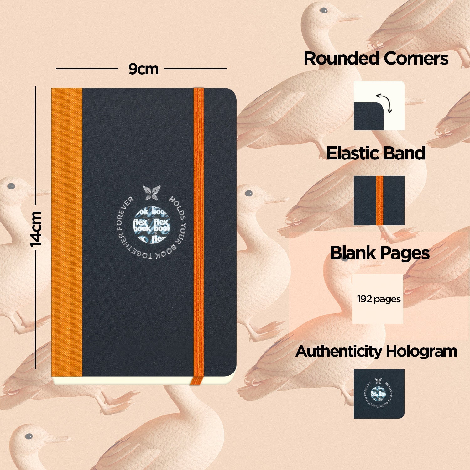 Flexbook | Plain | Pocket A6 Size Notebook | Orange | Flex Global