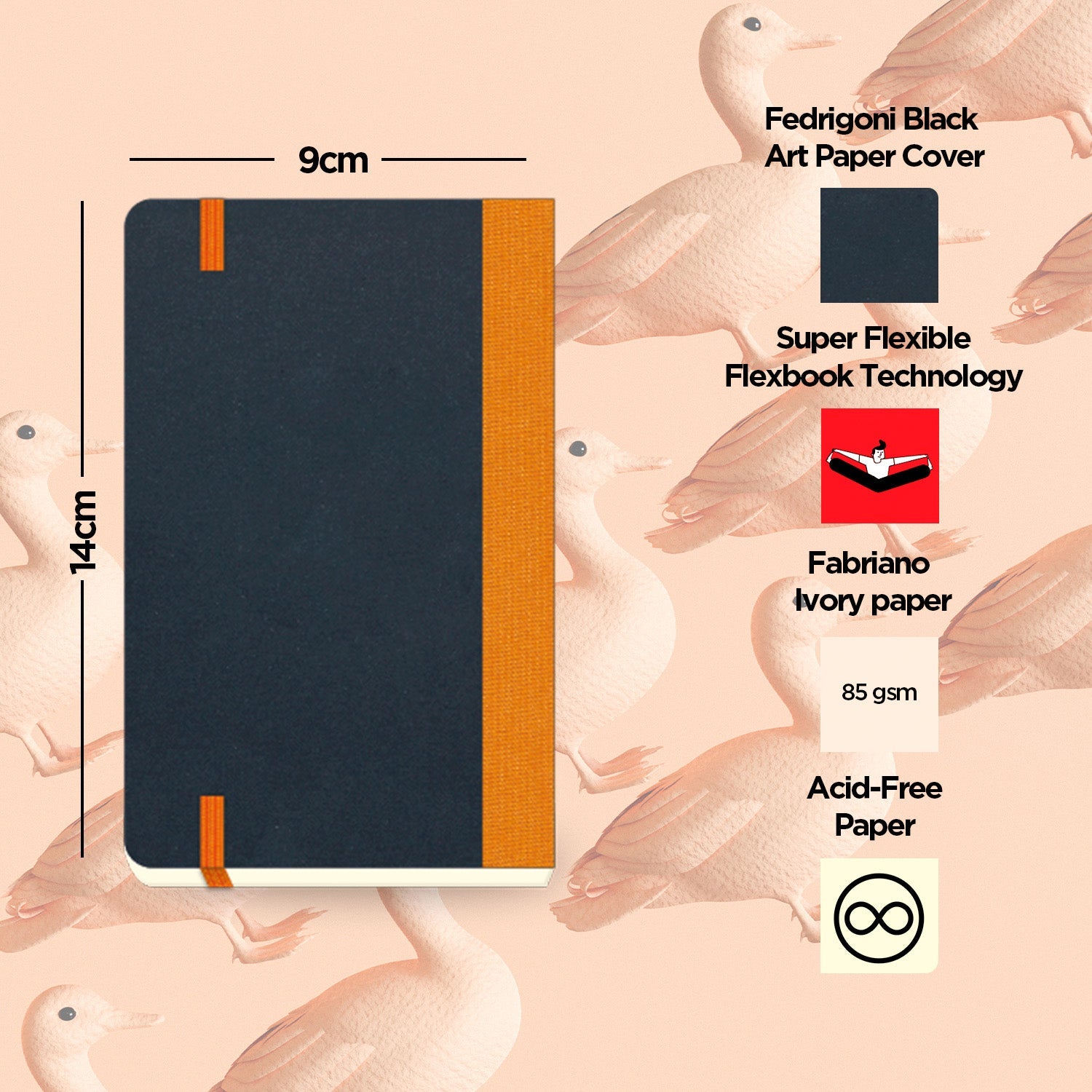 Flexbook | Plain | Pocket A6 Size Notebook | Orange | Flex Global