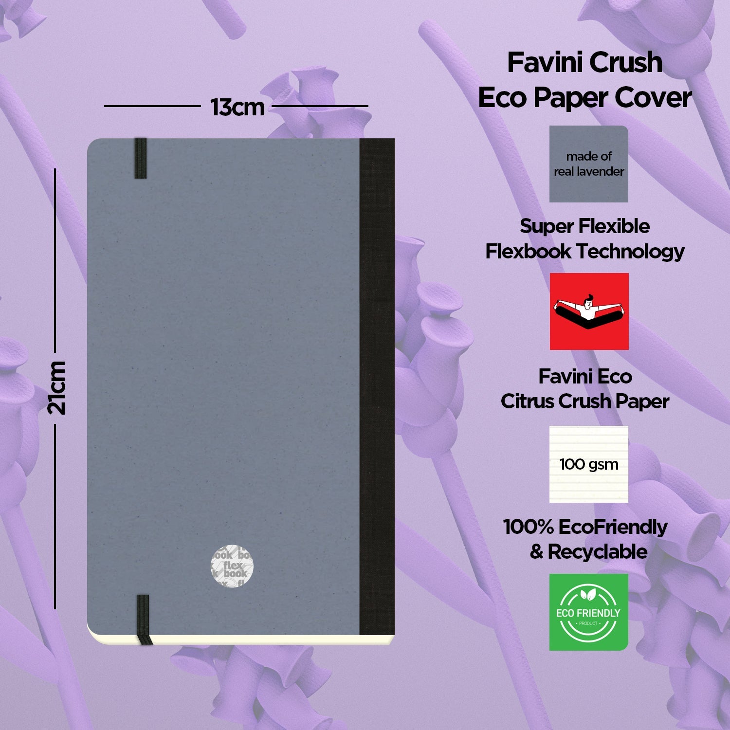 Flexbook | Ruled | Medium A5 Size Notebook | Lavender | Ecosmiles Eco Series