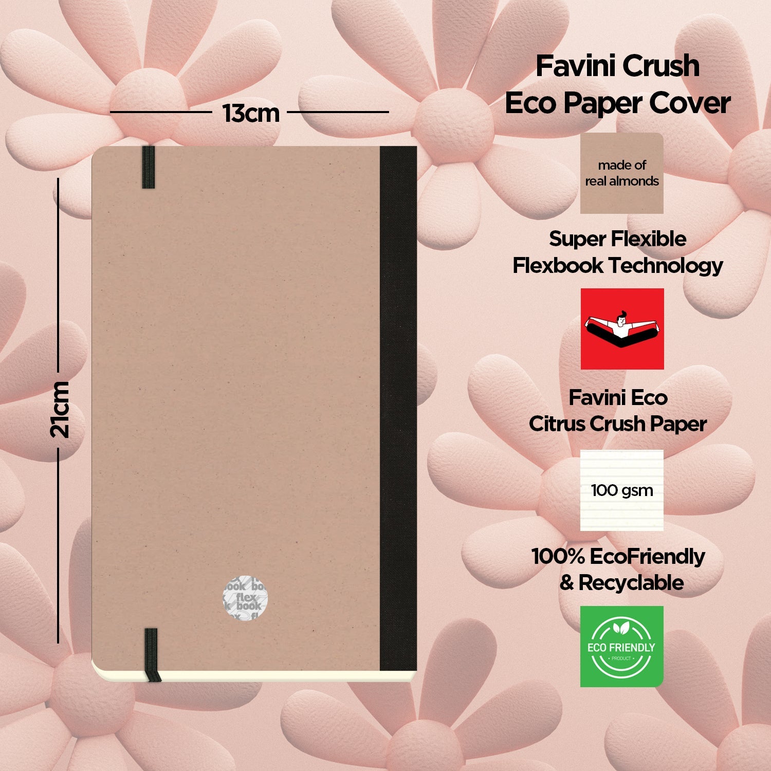 Flexbook | Ruled | Medium A5 Size Notebook | Almond | Ecosmiles Eco Series