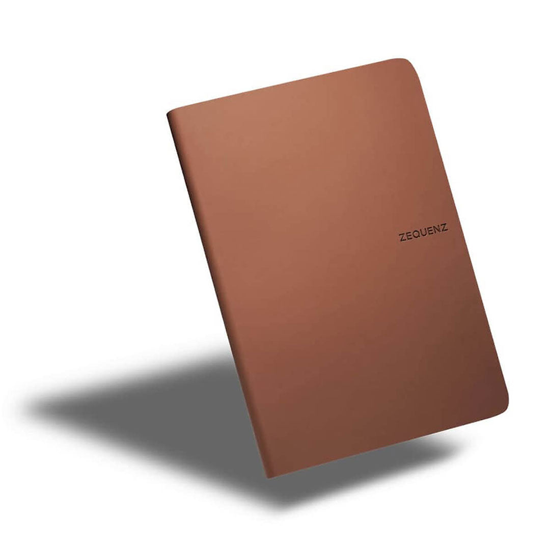 Zequenz A5 Size Terra Brown Slim Notebook Squared Acid Free Paper 200 Pages 80GSM 360 Degree Flexibility 100% Handmade Fountain Pen Friendly Color Series Bookmark Included