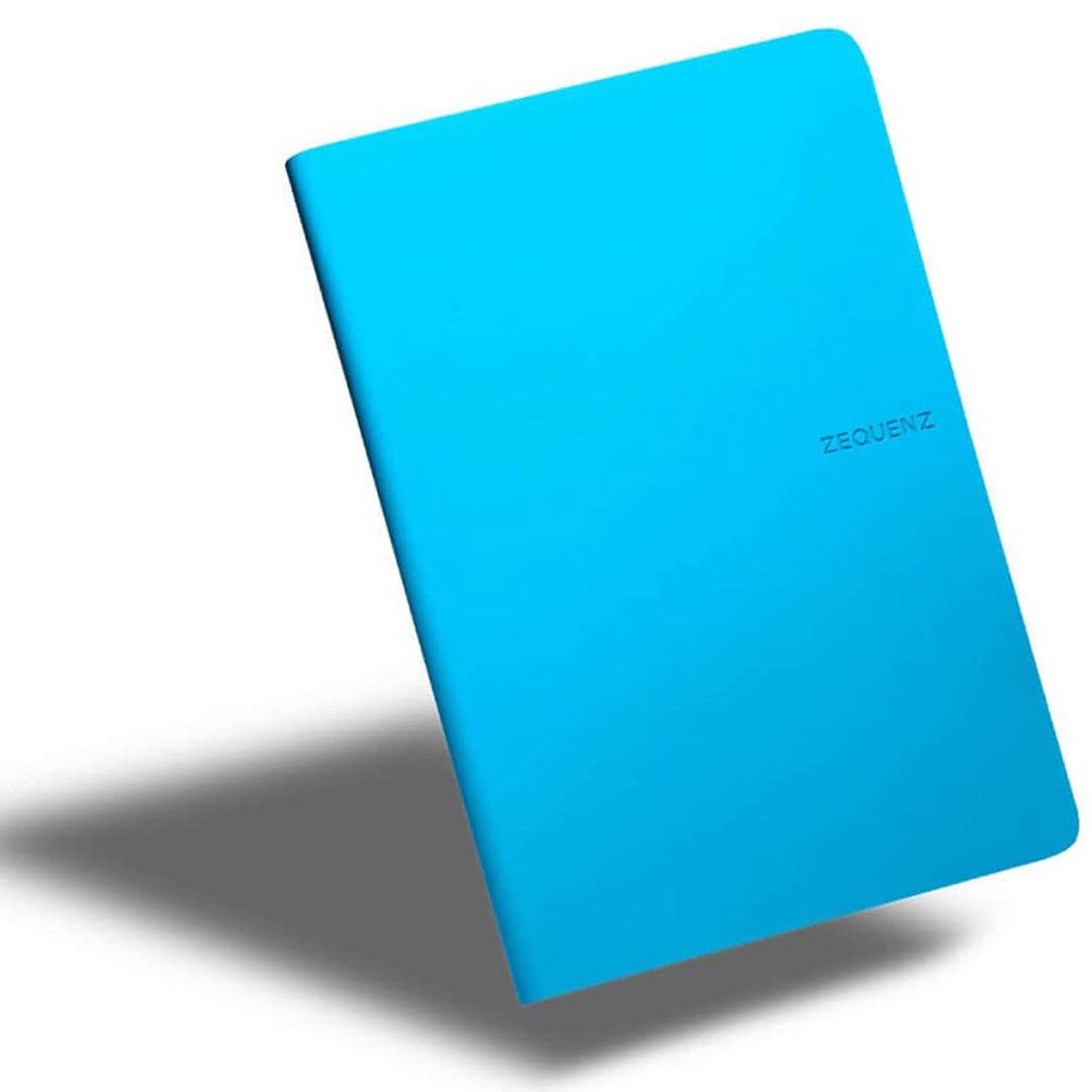 Zequenz A5 Size Ocean Blue Slim Notebook Dotted Acid Free Paper 200 Pages 80GSM 360 Degree Flexibility 100% Handmade Fountain Pen Friendly Color Series Bookmark Included