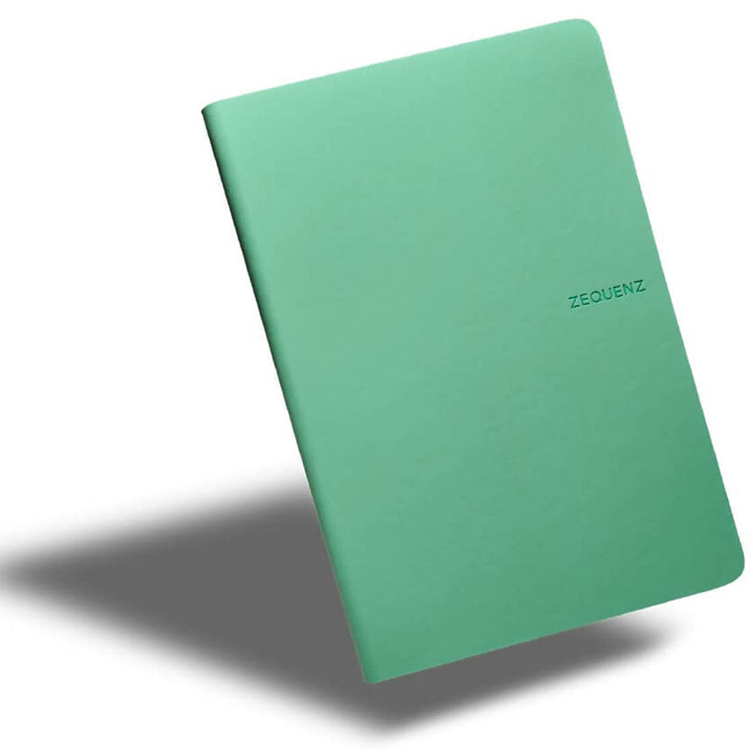 Zequenz A5 Size Fern Green Slim Notebook Dotted Acid Free Paper 200 Pages 80GSM 360 Degree Flexibility 100% Handmade Fountain Pen Friendly Color Series Bookmark Included
