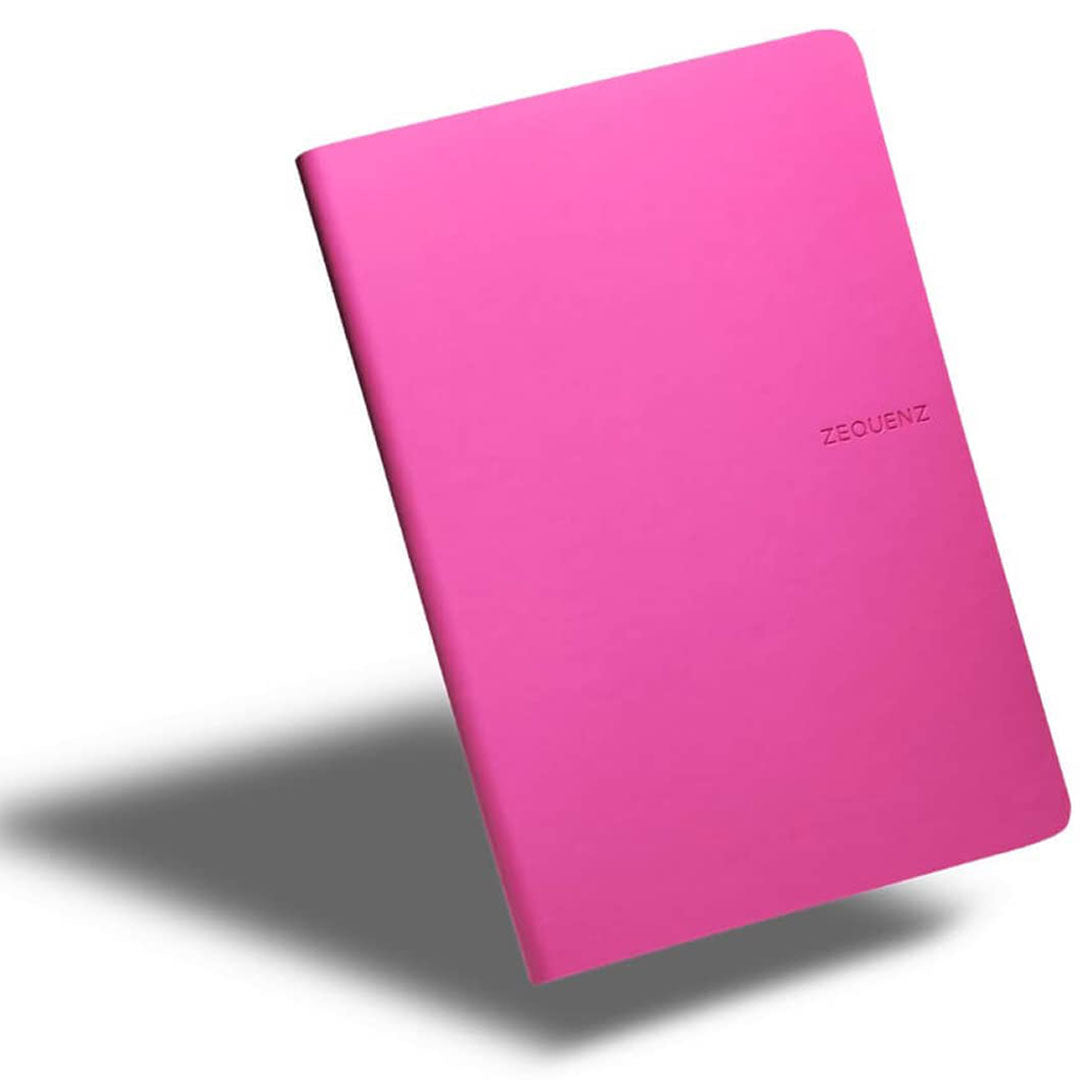 Zequenz A5 Size Magenta Pink Slim Notebook Dotted Acid Free Paper 200 Pages 80GSM 360 Degree Flexibility 100% Handmade Fountain Pen Friendly Color Series Bookmark Included