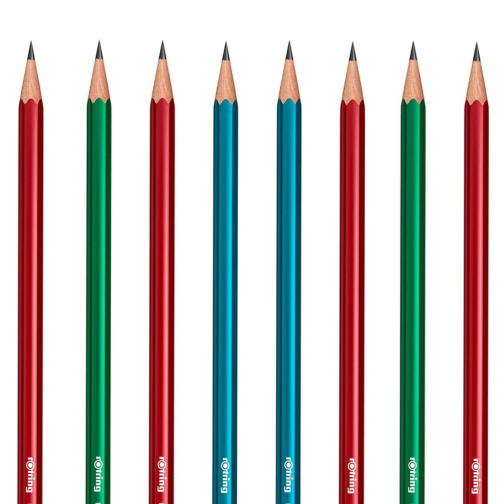 Rotring | Woodcase | HB Graphite Pencil | Core Assorted Colours | Blister Pack of 4 Wooden Pencils
