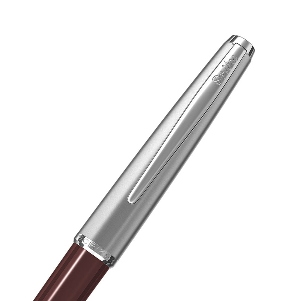 Scrikss Metropolis Rollerball Pen - Burgundy Barrel