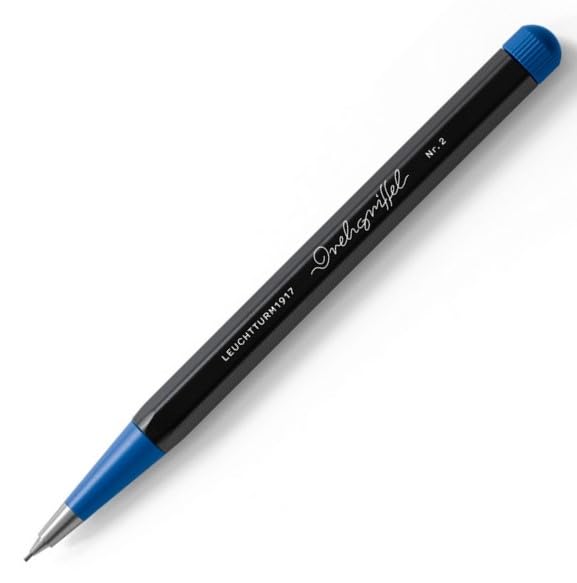 LEUCHTTURM1917 0.7mm Mechanical Clutch Pencil | Graphite HB Lead | Drehgriffel No. 2 | Bauhaus Edition | Black/Royal Blue