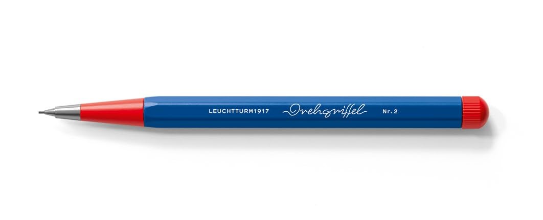 LEUCHTTURM1917 0.7mm Mechanical Clutch Pencil | Graphite HB Lead | Drehgriffel No. 2 | Bauhaus Edition | Red/Royal Blue