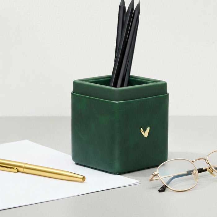 Unmet Desire Pen/Pencil Holder | Faux Leather | Square Small | Moderno | Olive Green