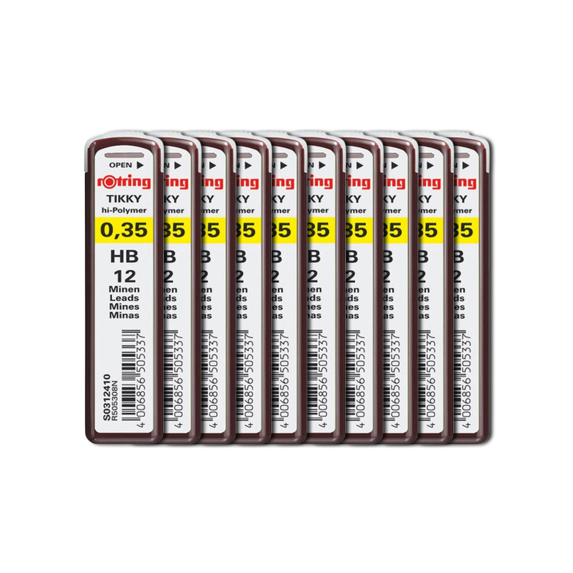 Rotring | Tikky | 0.35 MM | Hard Black (HB) | Pack of 10 | Repkacement Leads