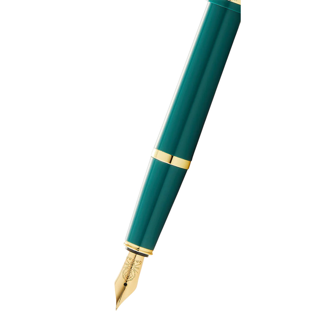 Cross AT0746-12MS Bailey Light™ Polished Green Resin and Gold Tone Fine Nib Fountain Pen
