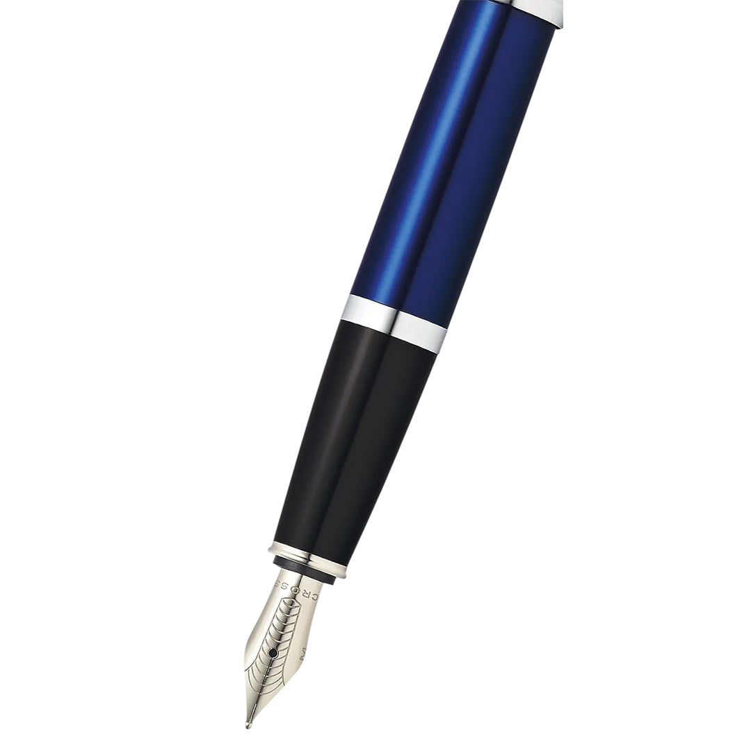 Cross AT0456-12MS Bailey™ Blue Lacquer Stainless Steel Medium Nib Fountain Pen