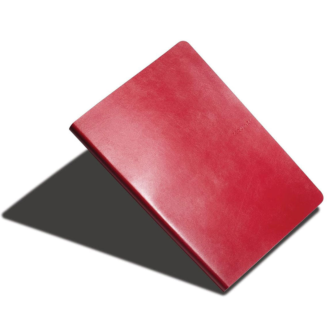 Zequenz A5 Size Red Notebook Journal Blank Acid Free Paper 280 Pages 100GSM 360 Degree Flexibility 100% Handmade PU and White paper Classic Signature Series Bookmark Included