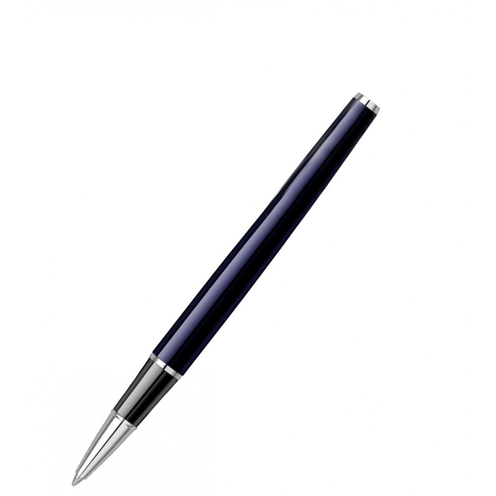 Scrikss | Metropolis Blue Barrel | Chrome Finish Cap | Roller Ball Point Pen
