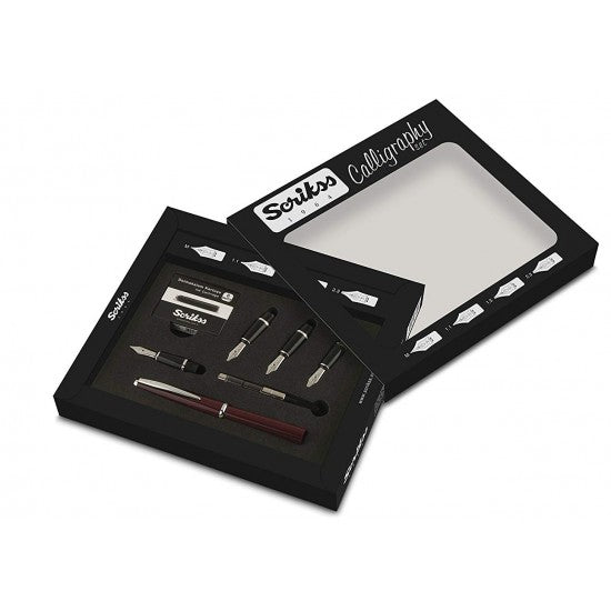 Scrikss | Calligraphy | Pen Set | Burgundy | Medium, 1.1mm, 1.5mm, 2.3mm Nib 