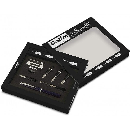 Scrikss | Calligraphy | Pen Set | Blue | Medium, 1.1mm, 1.5mm, 2.3mm Nib 