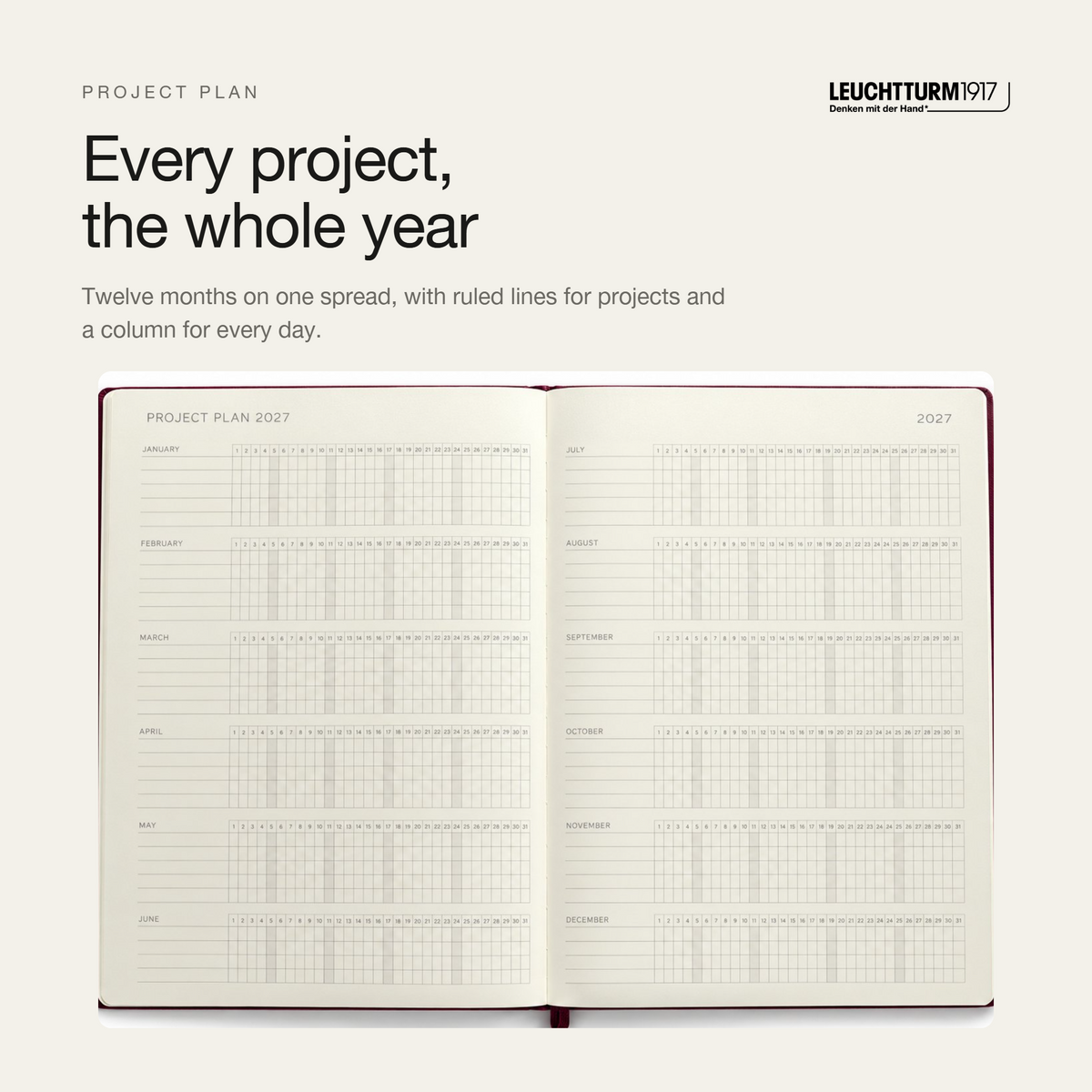 LEUCHTTURM1917 2027 Hardcover Weekly Planner & Notebook Master (A4+) - Black